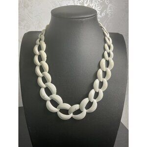 Vintage Napier White Link Chain Necklace With Gold Clasp